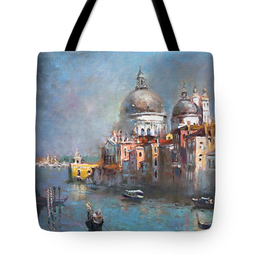 Venice Tote Bag featuring the painting Grand Canal Venice 2 by Ylli Haruni
