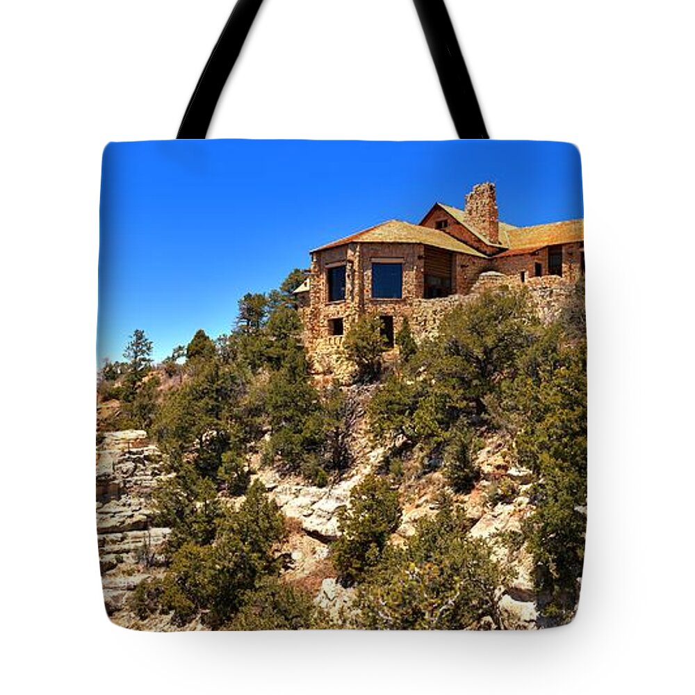 North Rim Tote Bag featuring the photograph Grand Canyon North Rim Lodge Panorama by Adam Jewell