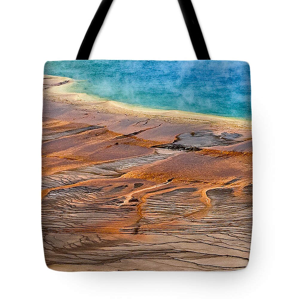 Grand Prismatic Spring Tote Bag featuring the photograph Grand Prismatic Spring by Ken Barrett