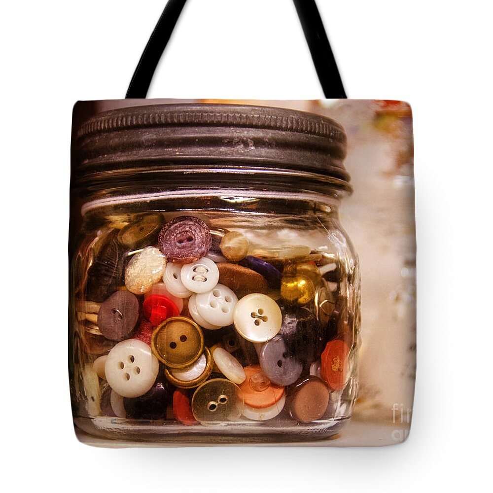 Grandma Tote Bag featuring the photograph Grandma's Button Jar by Norma Warden