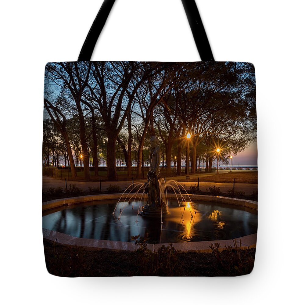 Grant Park Tote Bag featuring the photograph Grant park scene at dawn by Sven Brogren