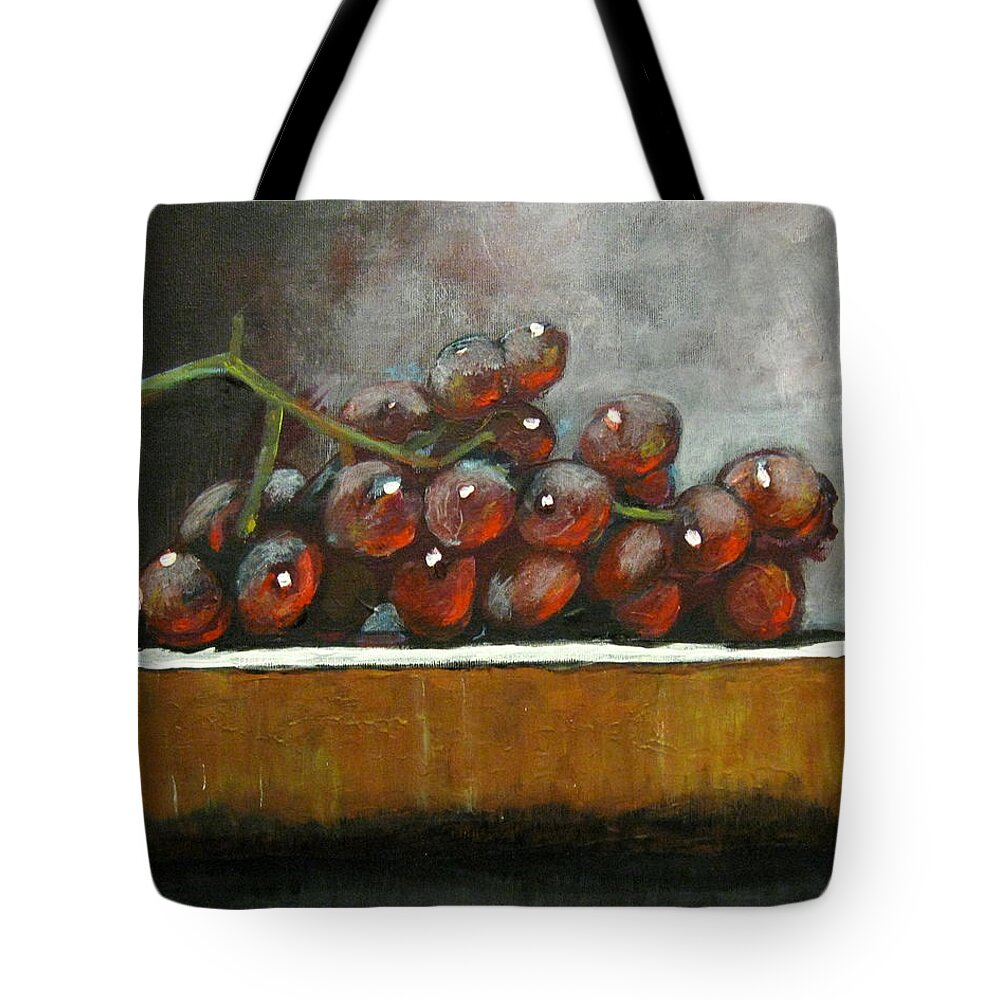 Still Life Tote Bag featuring the painting Grapes on a Block by Mike Benton