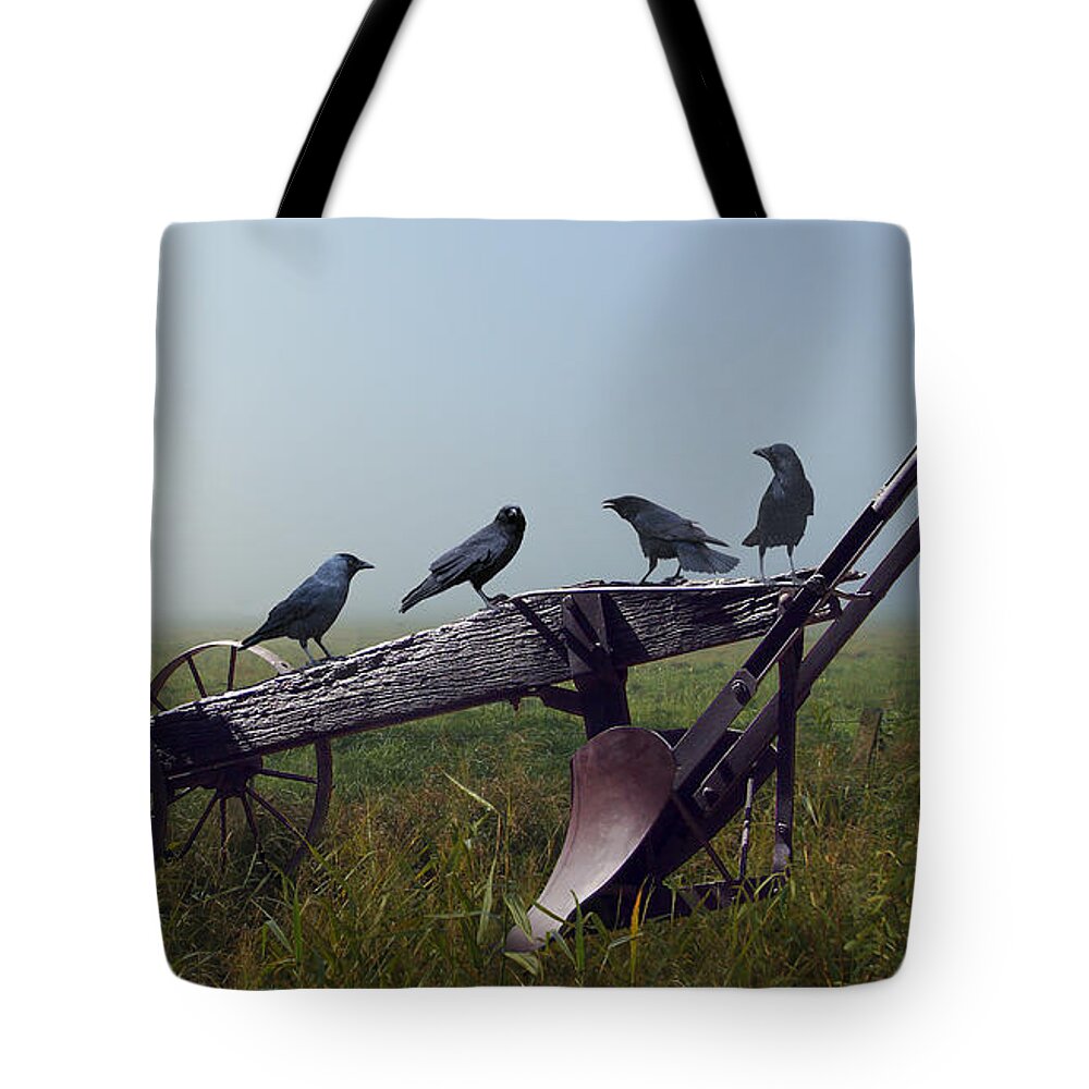 Birds Tote Bag featuring the digital art Gratitude Of The Crows by M Spadecaller
