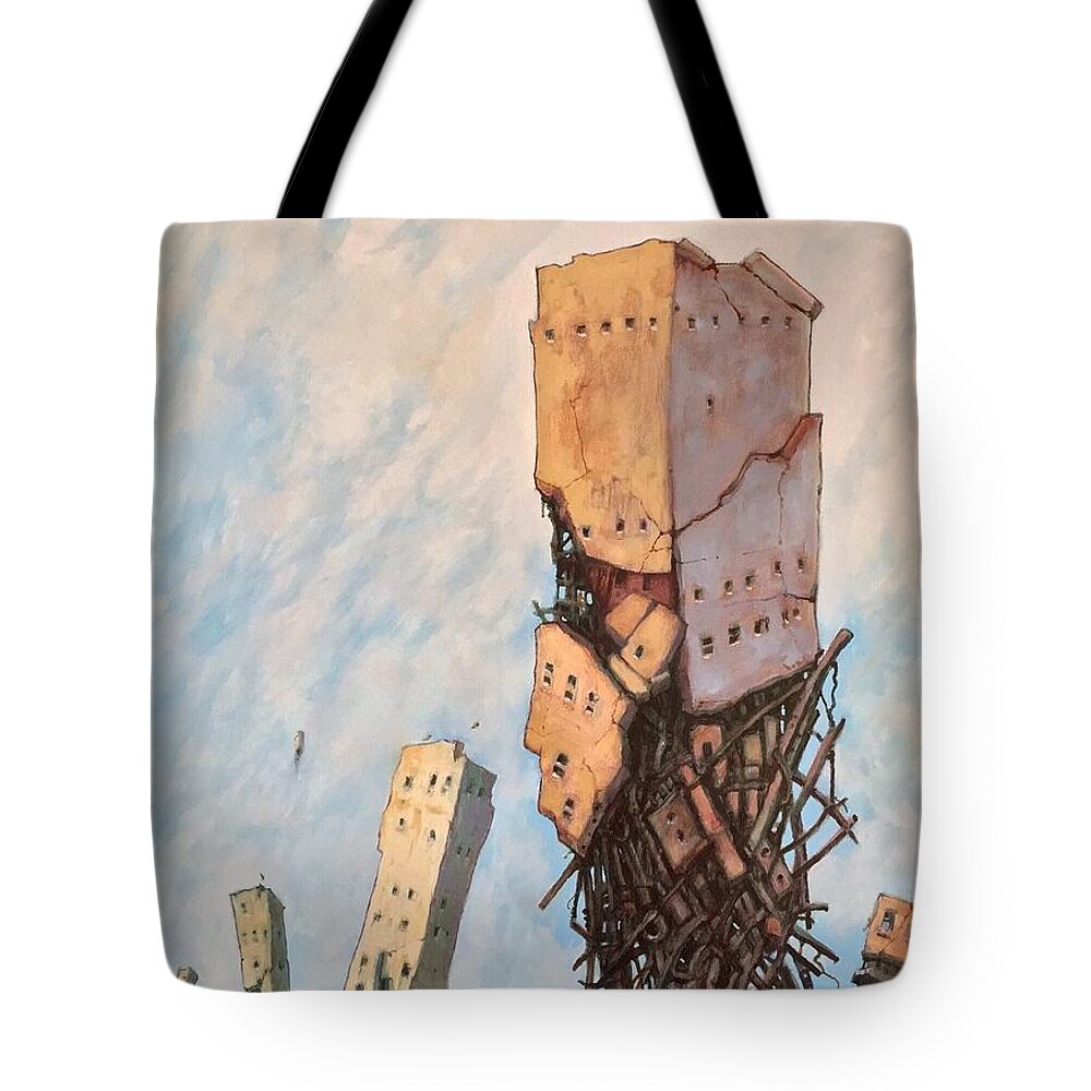 Landscape Tote Bag featuring the painting Gravity Waves Goodbye by William Stoneham