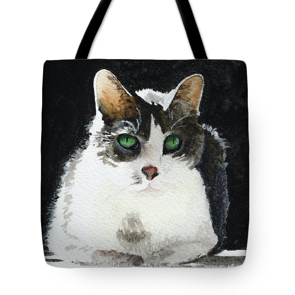 Cat Tote Bag featuring the painting Gray Cat by Lynn Hansen