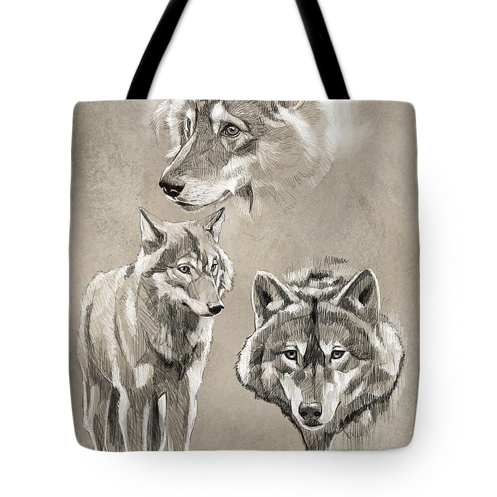 Wolf Tote Bag featuring the painting Gray Wolf by Arie Van der Wijst