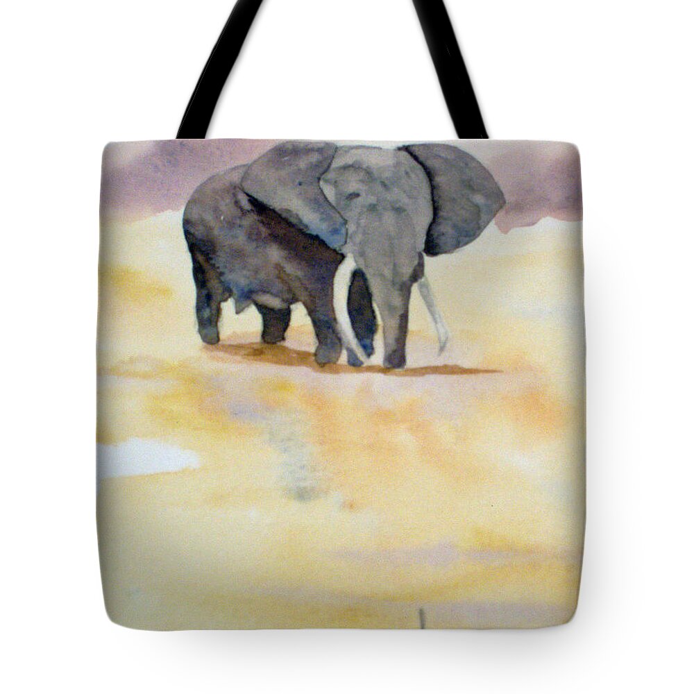 Elephant Tote Bag featuring the painting Great African Elephant by Vicki Housel