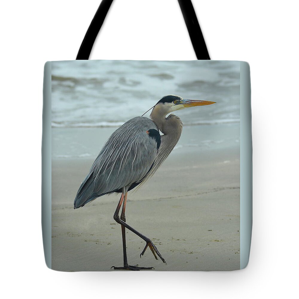 Ocean Scene Tote Bag featuring the painting Great Blue Heron by Virginia Bond