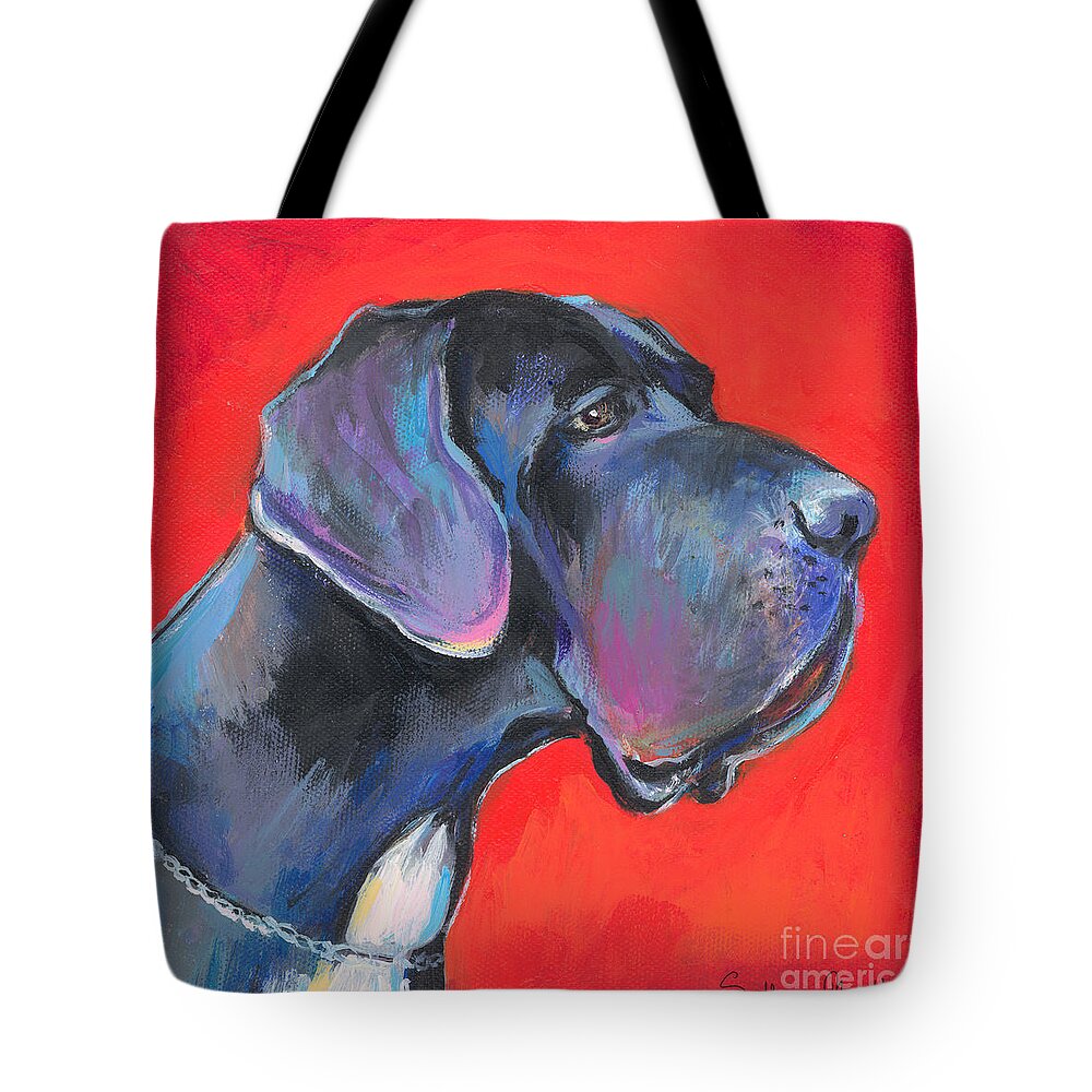Great Dane Painting Tote Bag featuring the painting Great dane painting by Svetlana Novikova