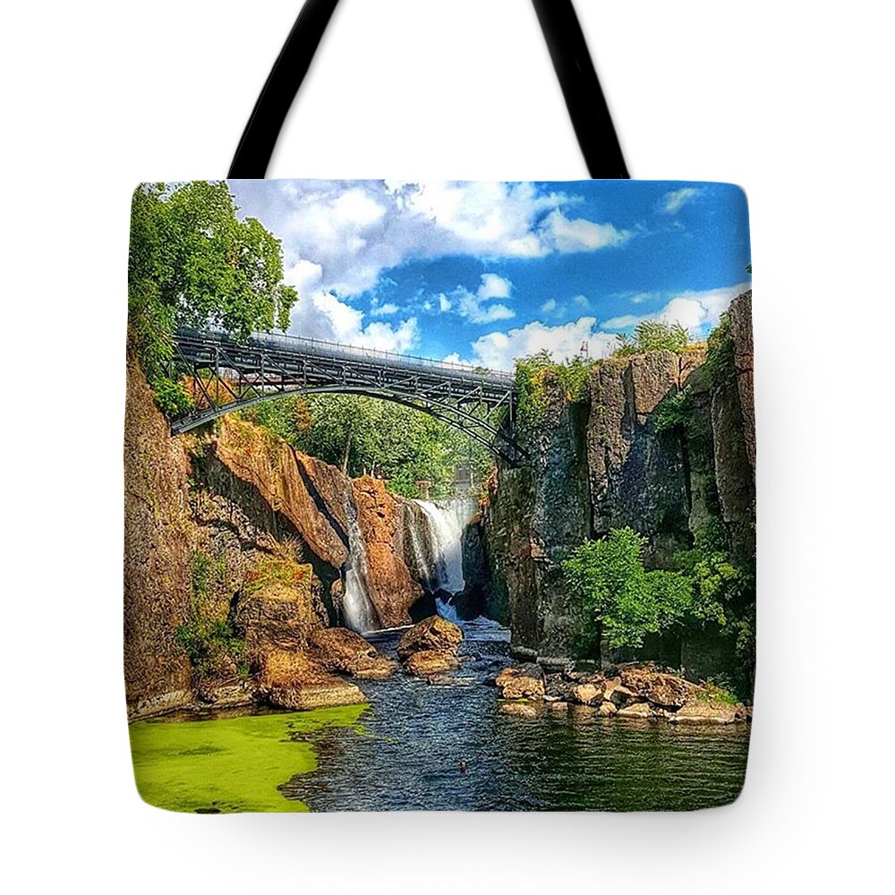 Skyscape Tote Bag featuring the photograph Great Falls In Paterson by Lauren Fitzpatrick