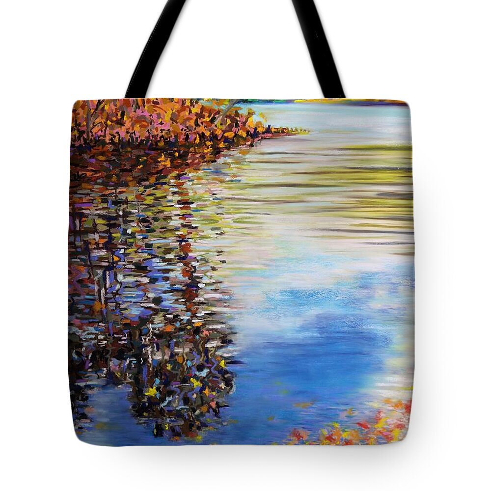  Tote Bag featuring the painting Great Hollow Lake in November by Polly Castor