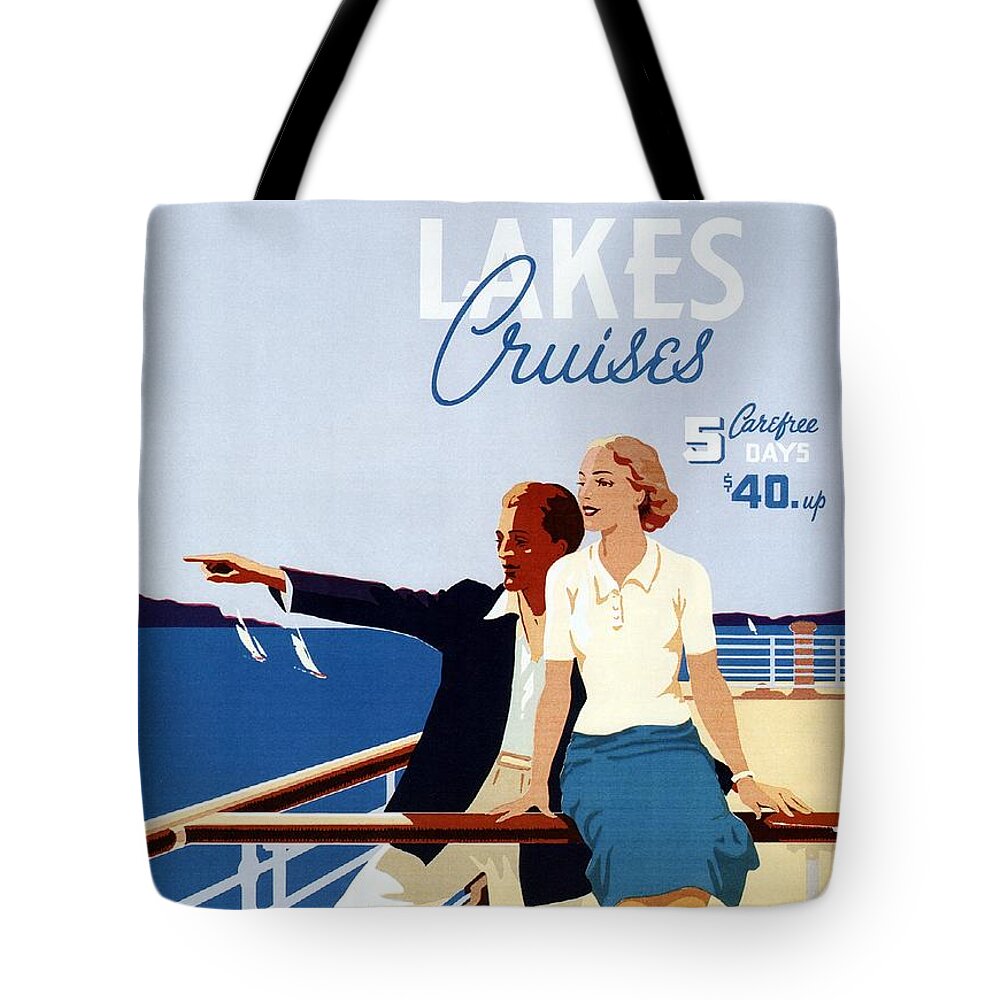 Canadian Pacific Tote Bag featuring the mixed media Great Lakes Cruises - Canadian Pacific - Retro travel Poster - Vintage Poster by Studio Grafiikka