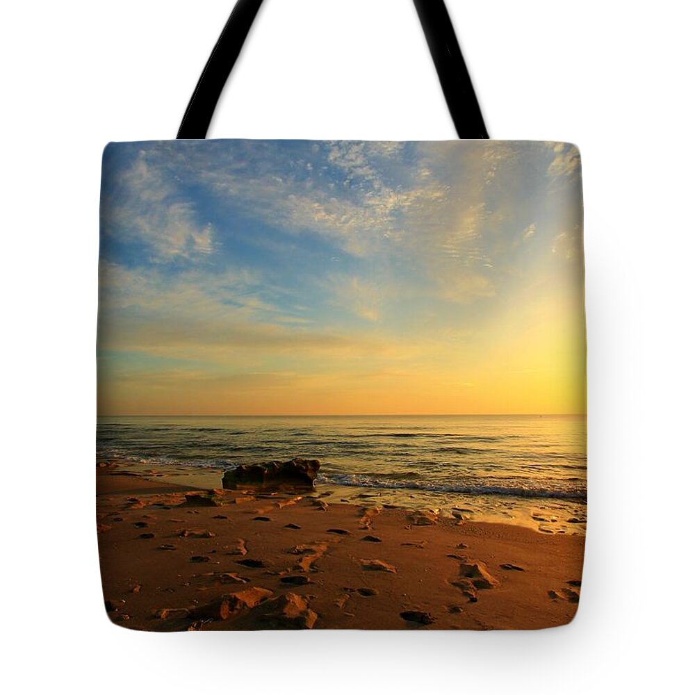 Jupiter Tote Bag featuring the photograph Great Morning at the Beach by Catie Canetti