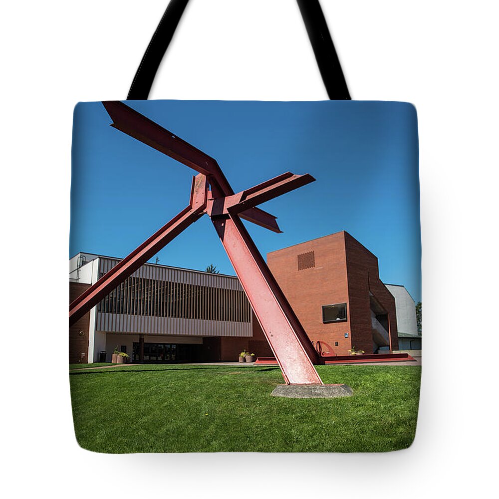 Steel Girders Tote Bag featuring the photograph Great Orange Tripod by Tom Cochran