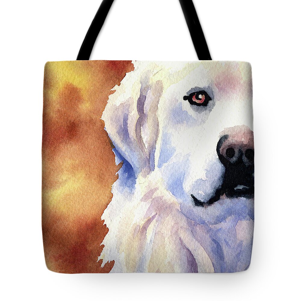 Great Tote Bag featuring the painting Great Pyrenees by David Rogers