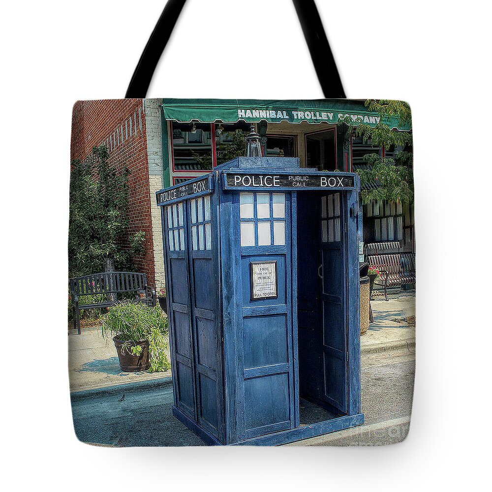Great River Steampunk Festival Tote Bag featuring the photograph Great River Steampunk Festival Police Box by Luther Fine Art