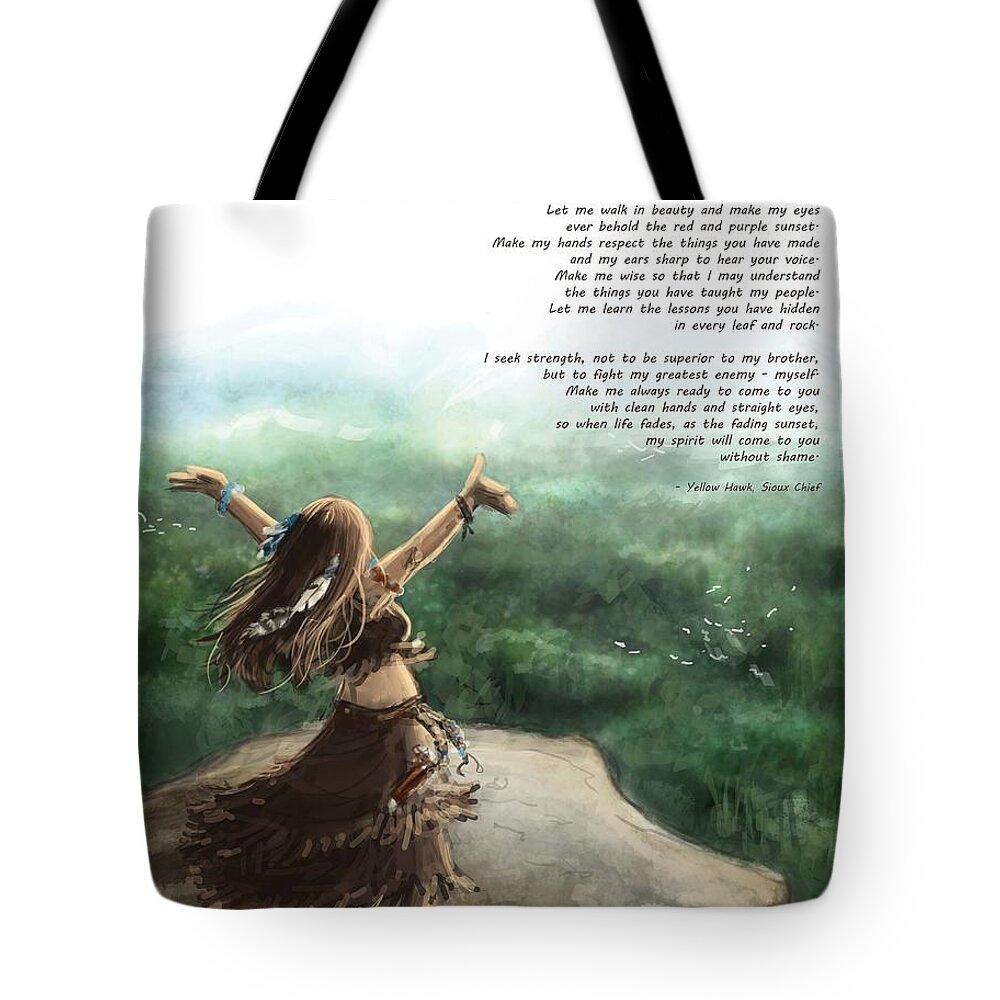 Native American Tote Bag featuring the painting Great Spirit Prayer by Brandy Woods
