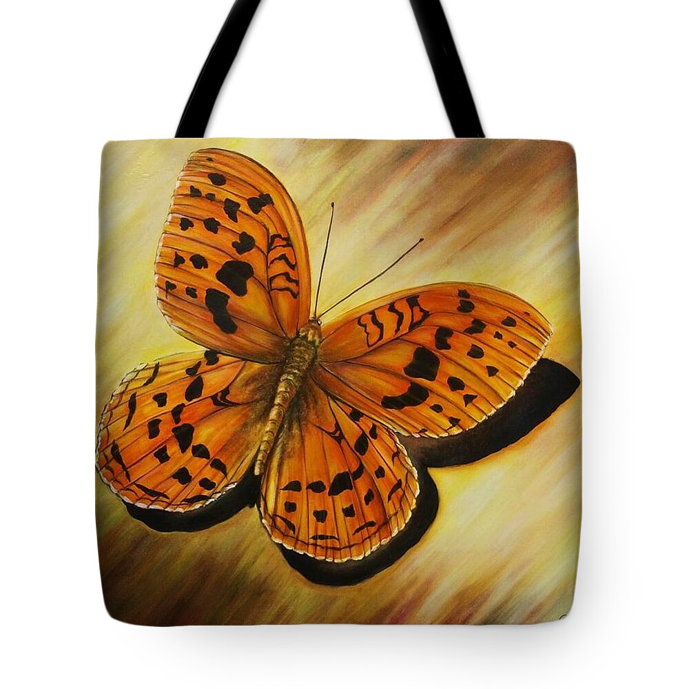 Butterfly Tote Bag featuring the painting Greek Butterfly by Vivian Casey Fine Art