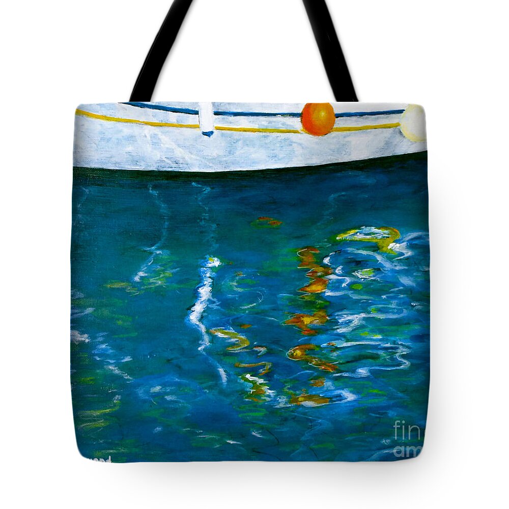 Greece Tote Bag featuring the painting Greek Reflections by Jackie Sherwood