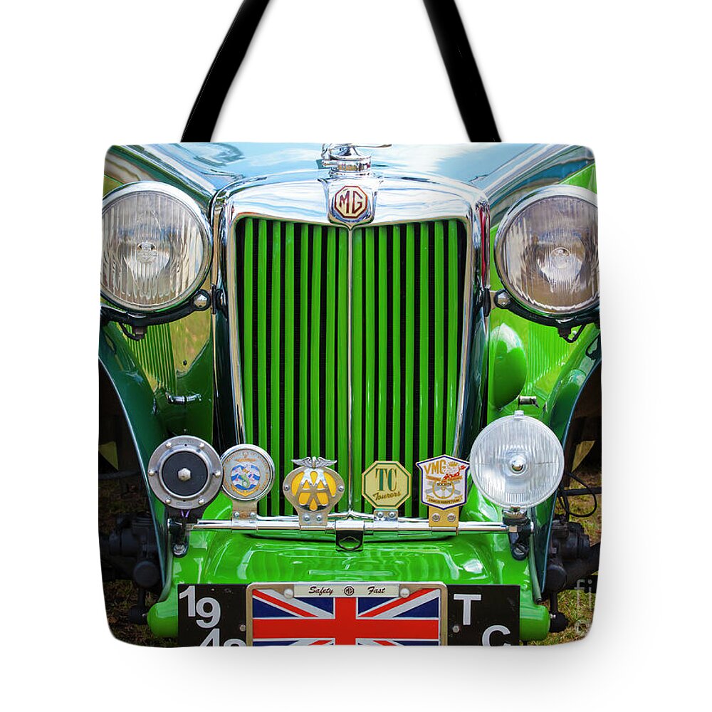 Mg Tote Bag featuring the photograph Green 1948 MG TC by Chris Dutton