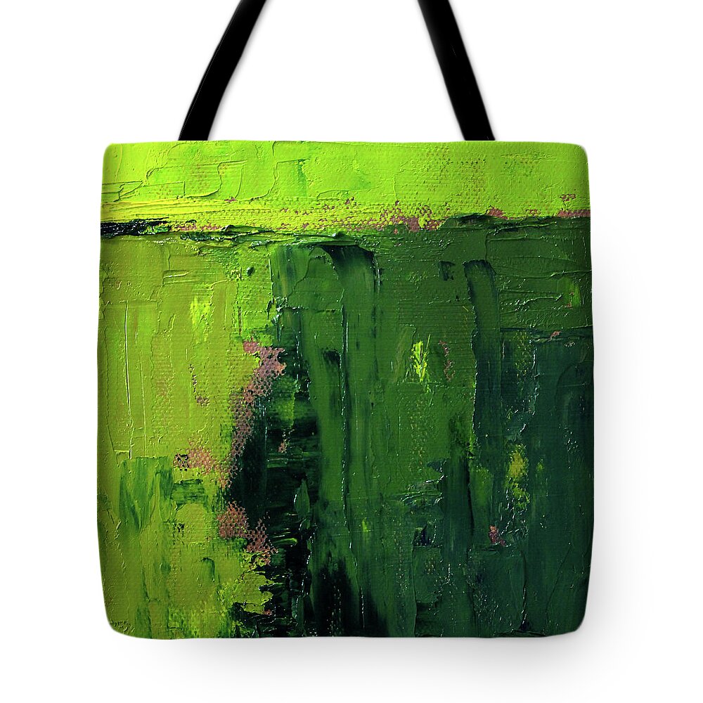 Abstract Landscape Tote Bag featuring the painting Green Abstract by Nancy Merkle
