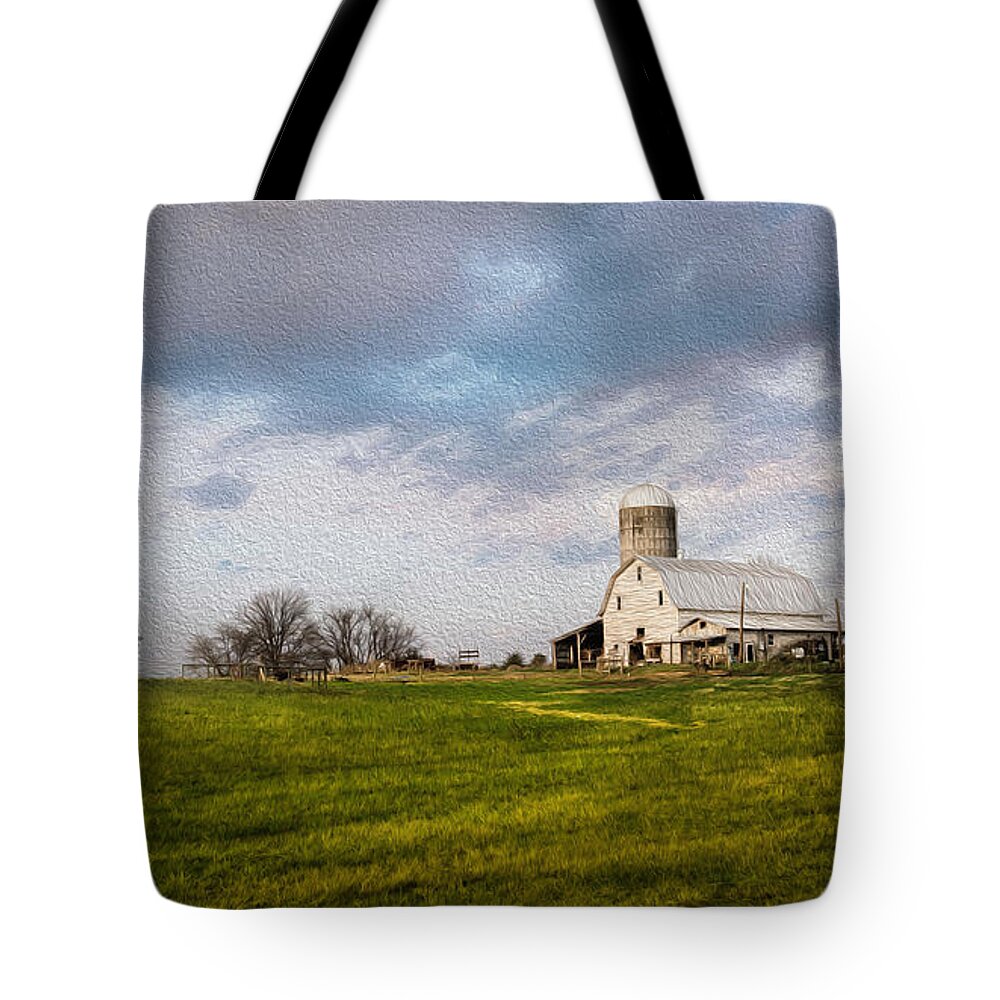Barn Tote Bag featuring the photograph Green Acres Farm by Cynthia Wolfe