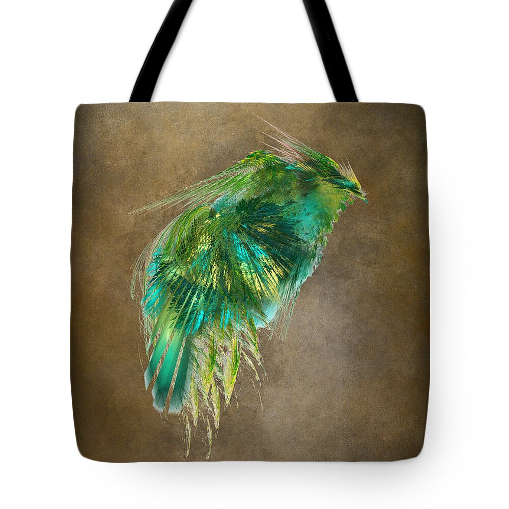 Green Bird Tote Bag featuring the digital art Green Bird - Fractal Art by Justyna Jaszke JBJart