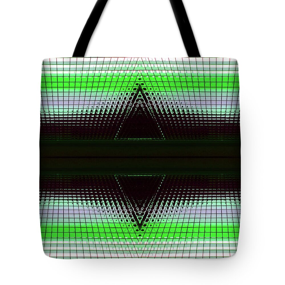 Grid Tote Bag featuring the photograph Green Doble Delta Abstract by Mary Bedy