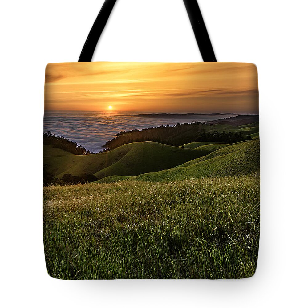 California Tote Bag featuring the photograph Green Fields at Sunset by Don Hoekwater Photography