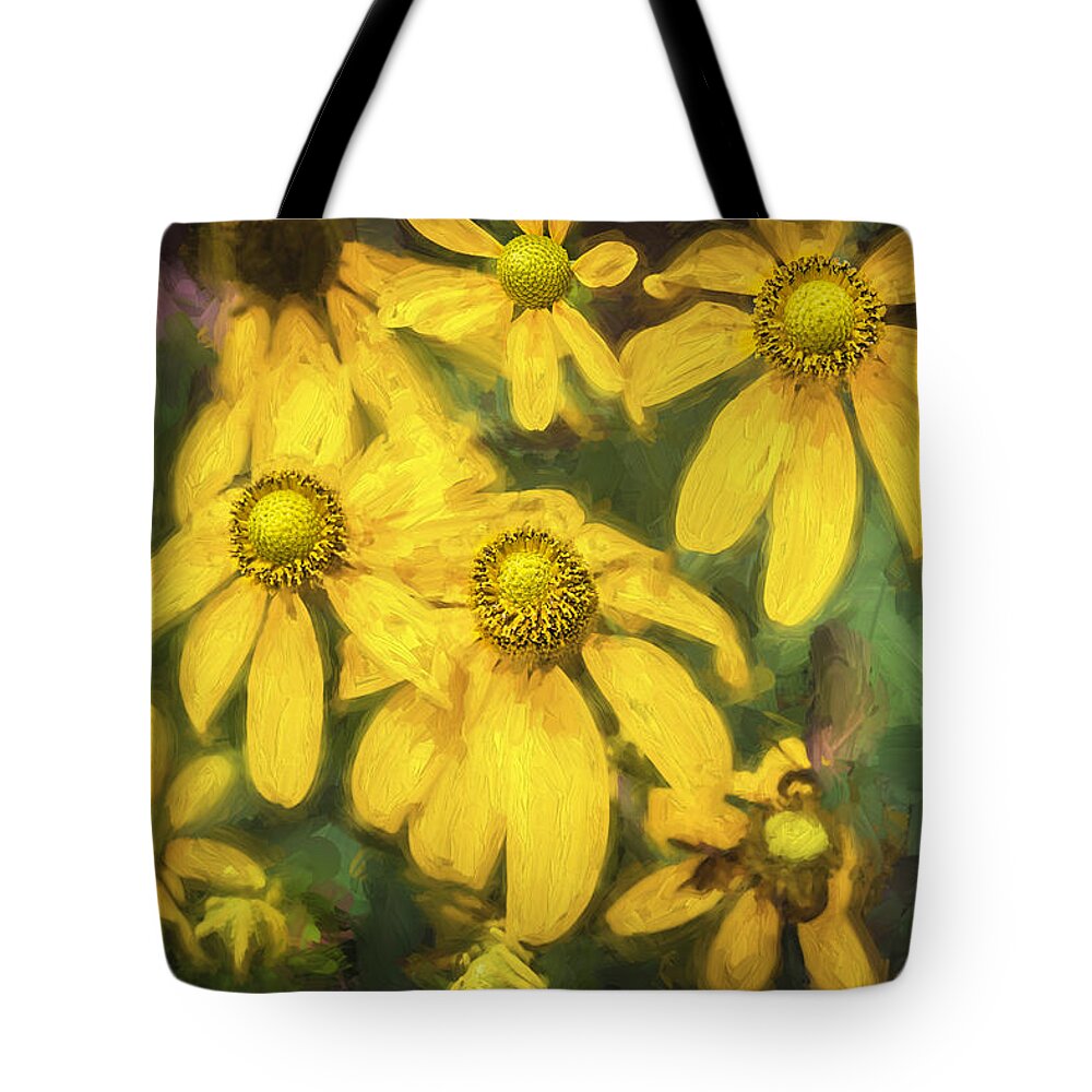 Echinacea Tote Bag featuring the photograph Green Headed Coneflowers Painted by Rich Franco