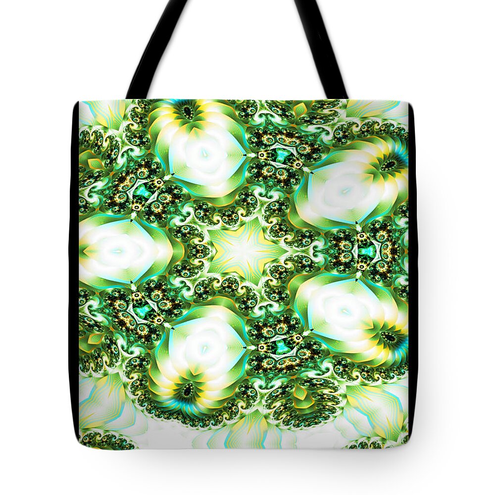 Fractal Tote Bag featuring the digital art Green Jello by Charmaine Zoe