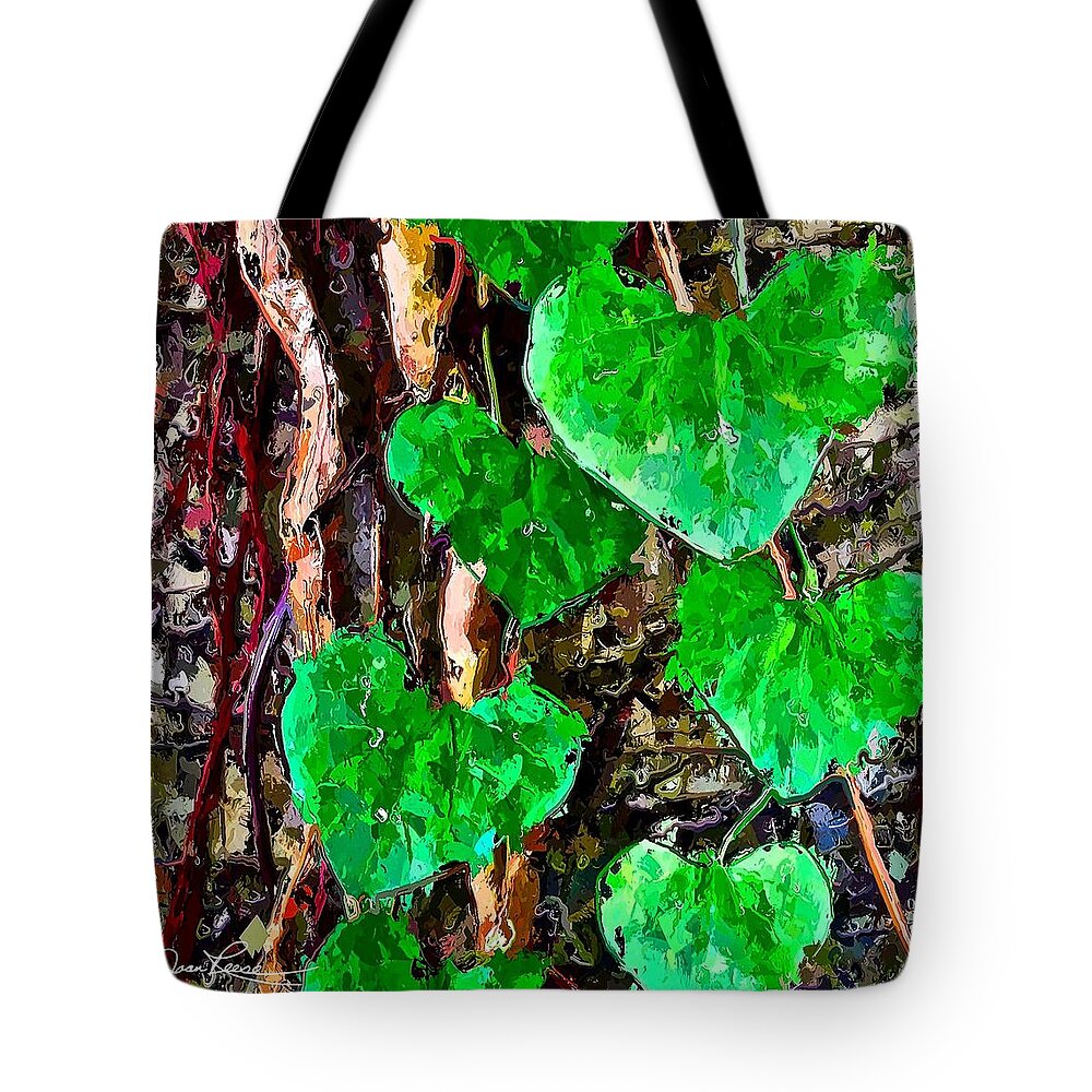 Green Leaves Tote Bag featuring the painting Green Leaves by Joan Reese