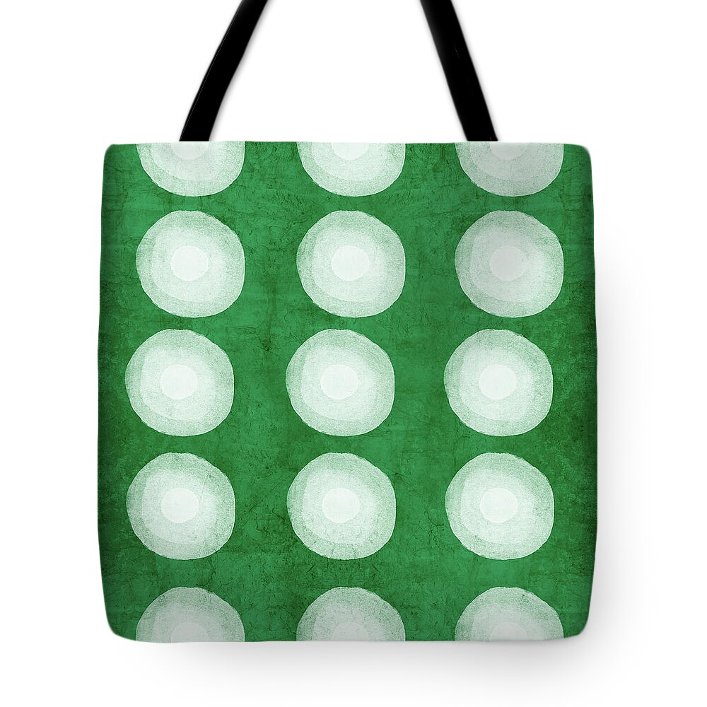 Shibori Tote Bag featuring the mixed media Green Shibori 4- Art by Linda Woods by Linda Woods