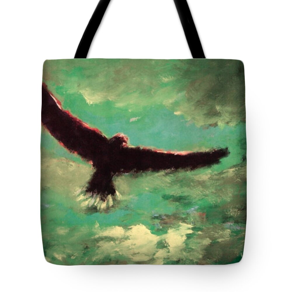 Eagle Tote Bag featuring the painting Green Sky by Enrico Garff