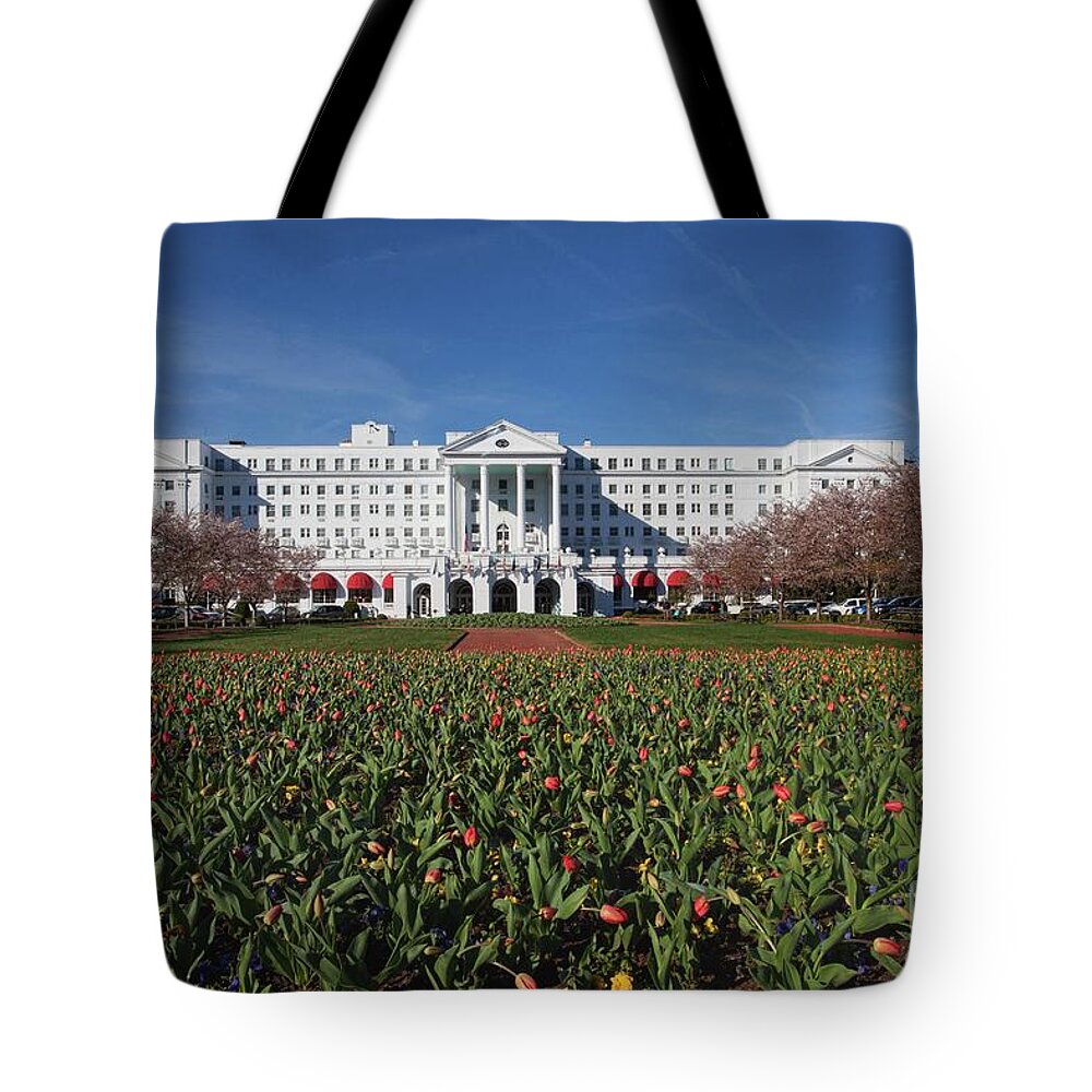 Photography Tote Bag featuring the photograph Greenbrier Resort by Laurinda Bowling