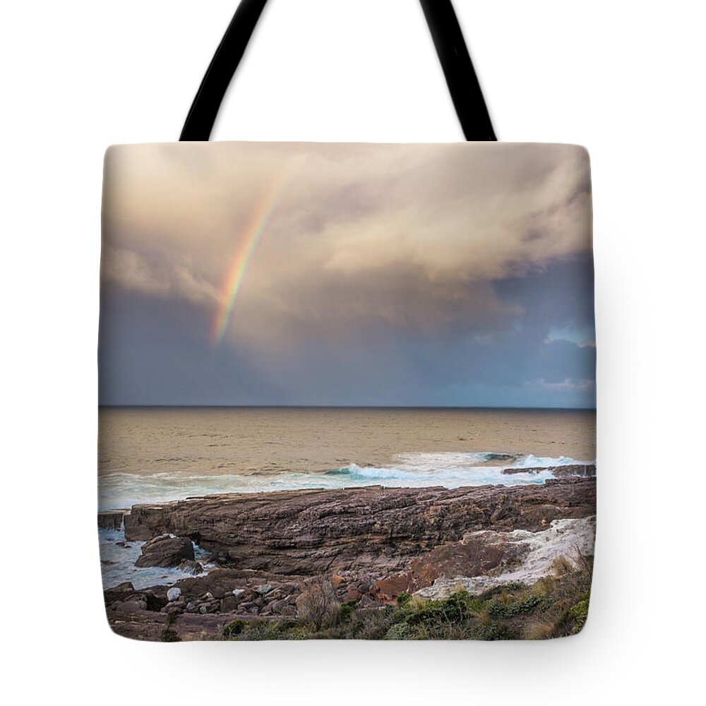 Greencape Tote Bag featuring the photograph Green Cape Rainbow by Racheal Christian