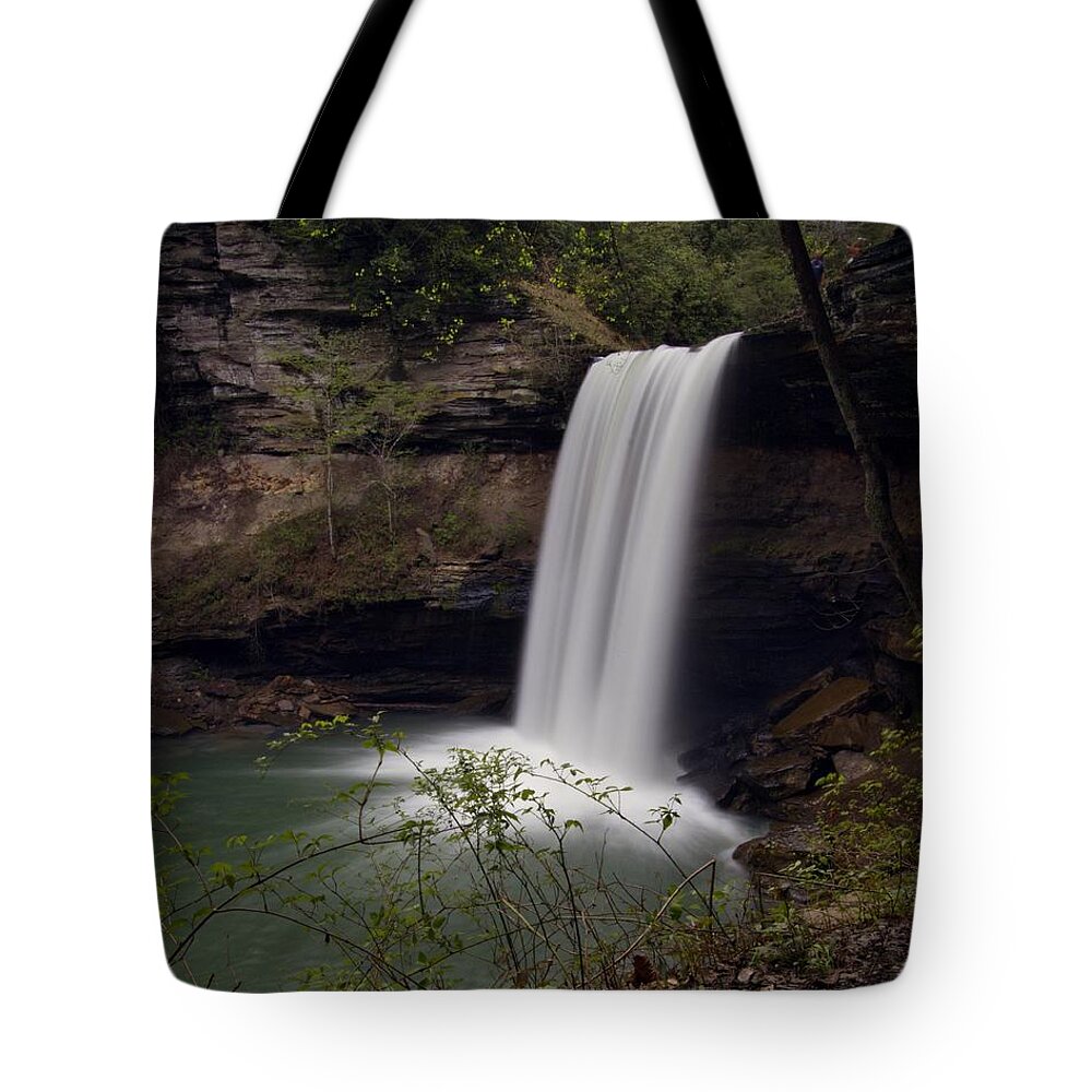 Waterfall Tote Bag featuring the photograph Greeter Falls by David Zarecor