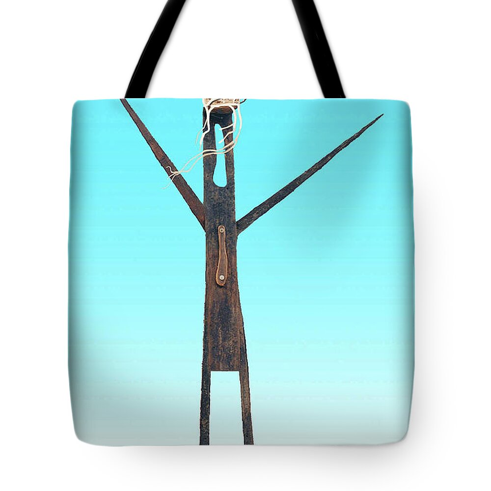 Recycle Art Tote Bag featuring the photograph Greeter Figure by Bill Thomson