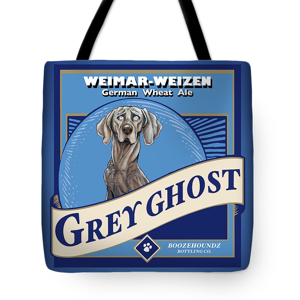 Beer Tote Bag featuring the drawing Grey Ghost Weimar-Weizen Wheat Ale by John LaFree
