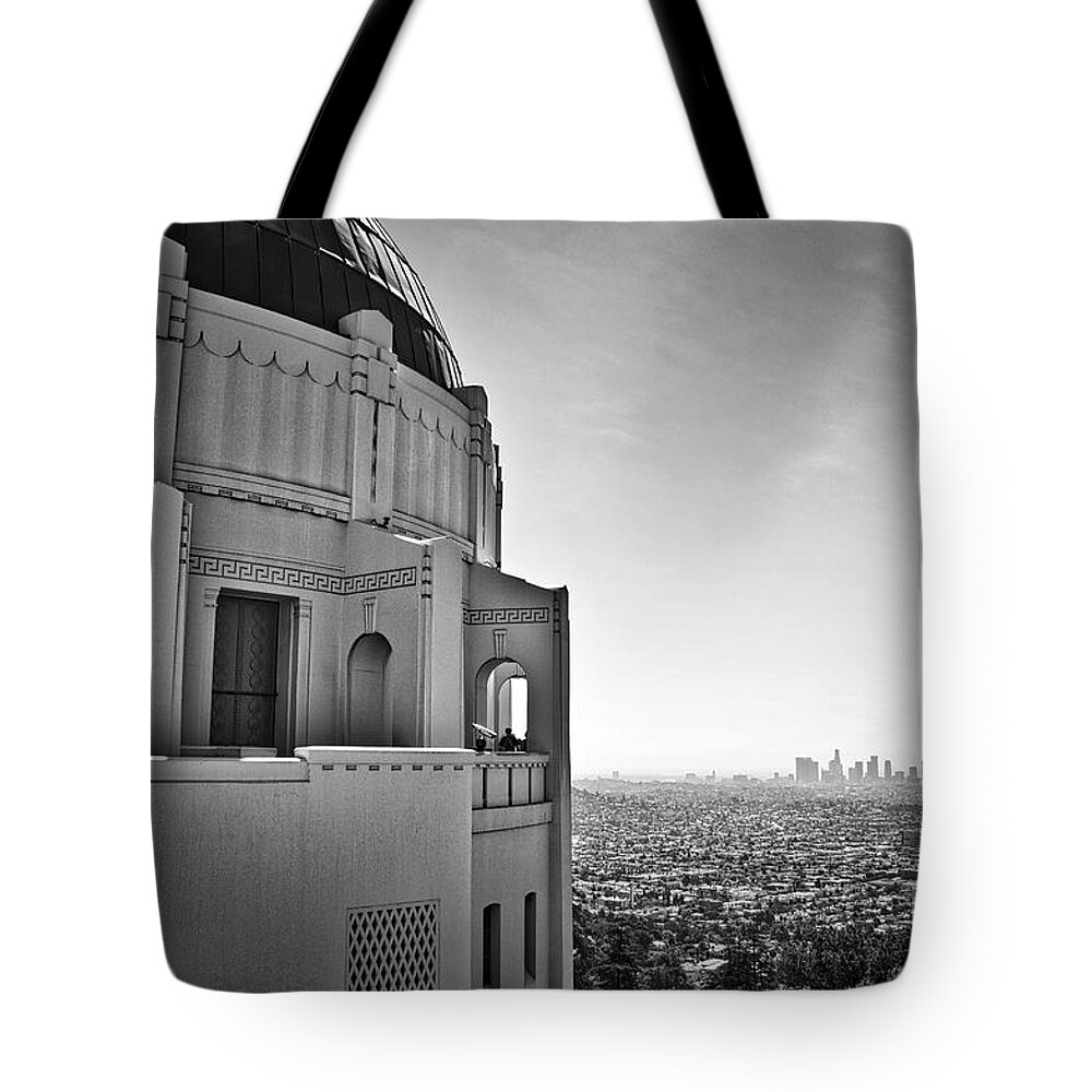 Griffith-park Tote Bag featuring the photograph Griffith Observatory and Downtown Los Angeles by Kirt Tisdale
