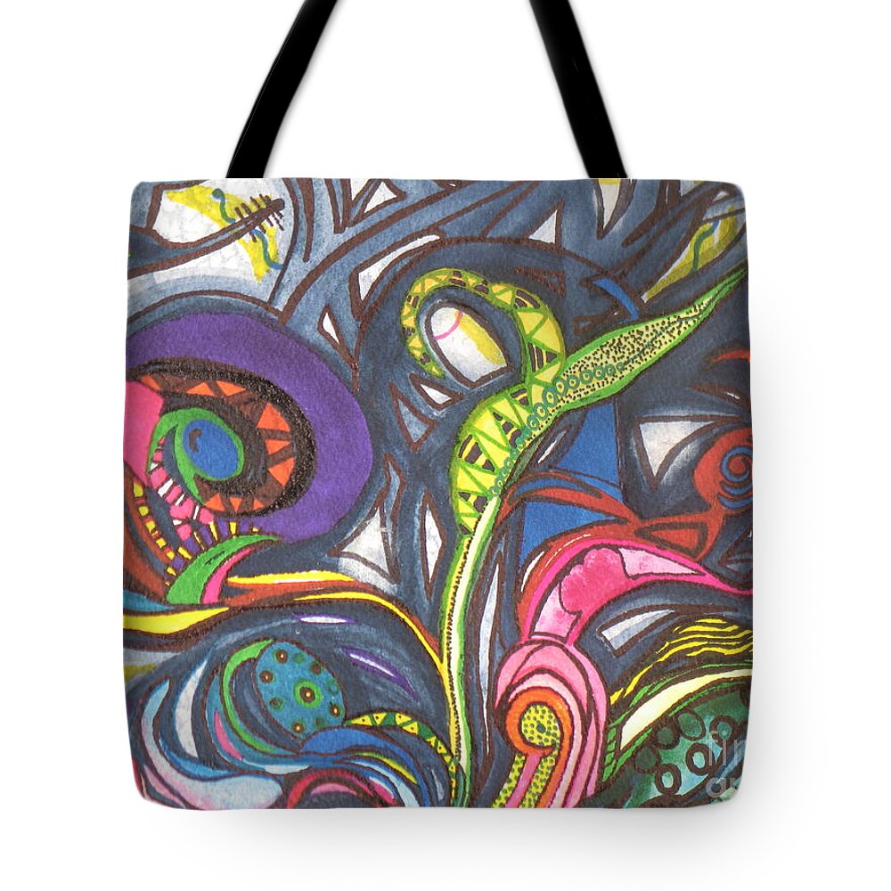 Fine Art Painting Tote Bag featuring the painting Groovy Series by Chrisann Ellis