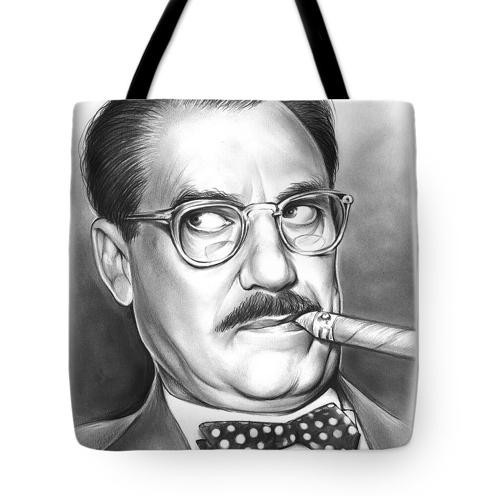 Groucho Marx Tote Bag featuring the drawing Groucho Marx by Greg Joens