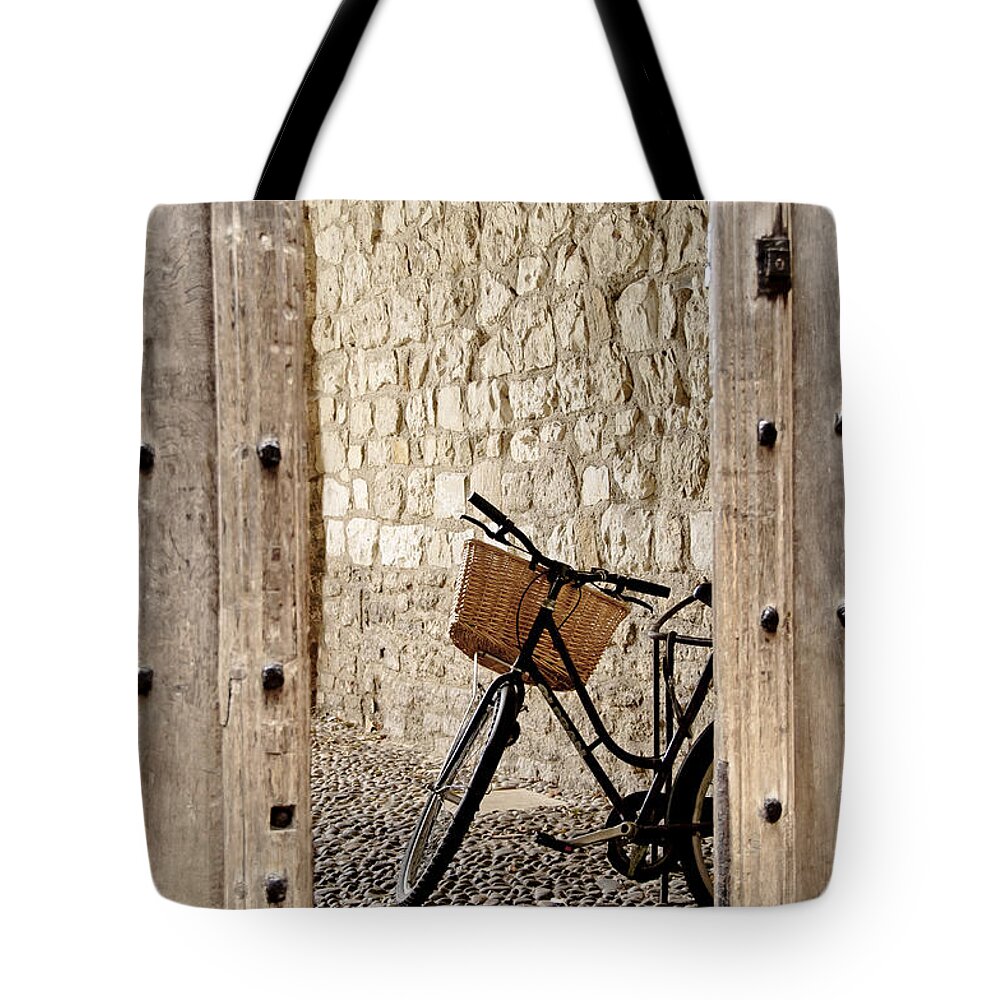 Bike Tote Bag featuring the photograph Grounded from riding. by Elena Perelman