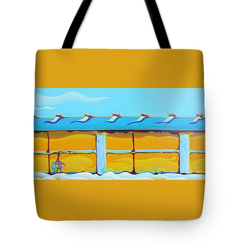 Barn Tote Bag featuring the painting Grow House Groove-On by Amy Ferrari