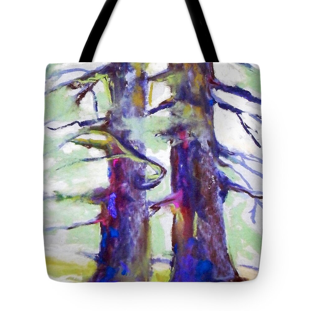 Fields Tote Bag featuring the painting Growing Together by Caroline Patrick