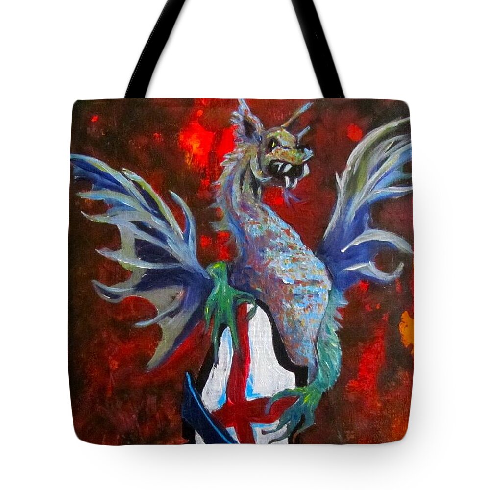 Dragon Tote Bag featuring the painting Guardian at the Gate by Barbara O'Toole