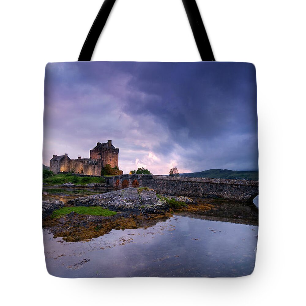 Castle Tote Bag featuring the photograph Guardian of the Lake by David Lichtneker