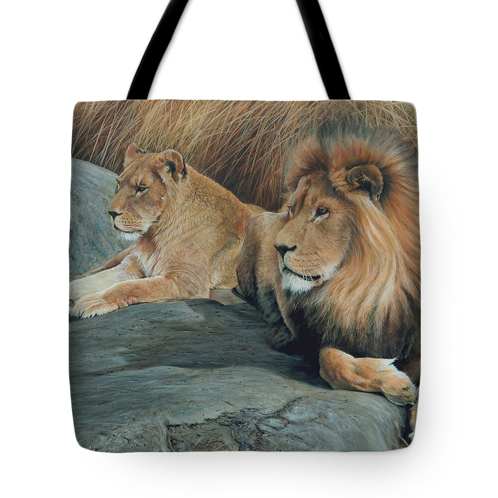 Big Cats Tote Bag featuring the painting Guardians Of The Wild by David Vincenzi
