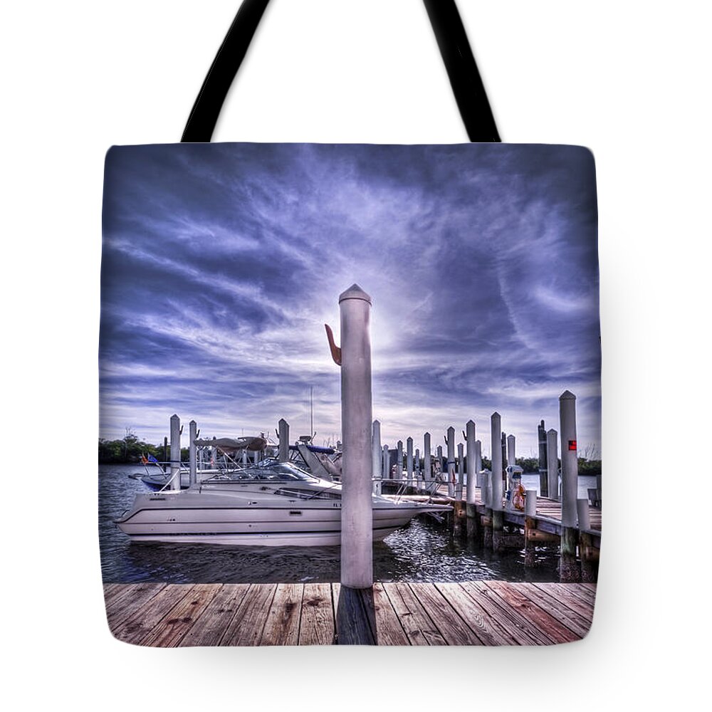 Pier Tote Bag featuring the photograph Gulf Coast Blues by Evelina Kremsdorf