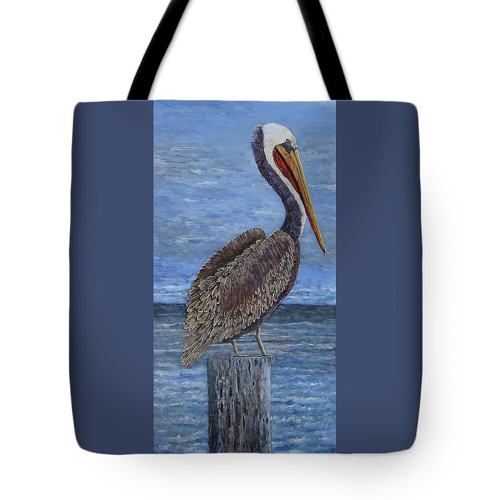 Pelican Tote Bag featuring the painting Gulf Coast Brown Pelican by Suzanne Theis